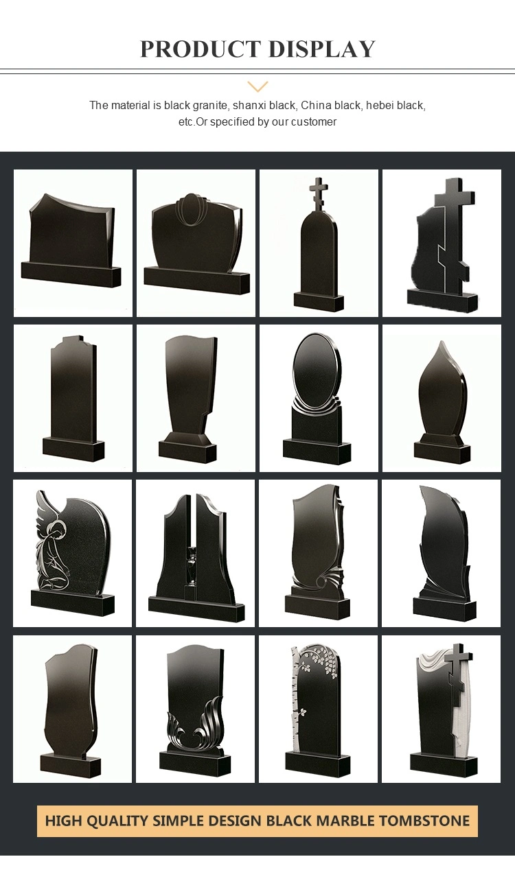 China Black Stone Tombstone Granite Monuments Russia