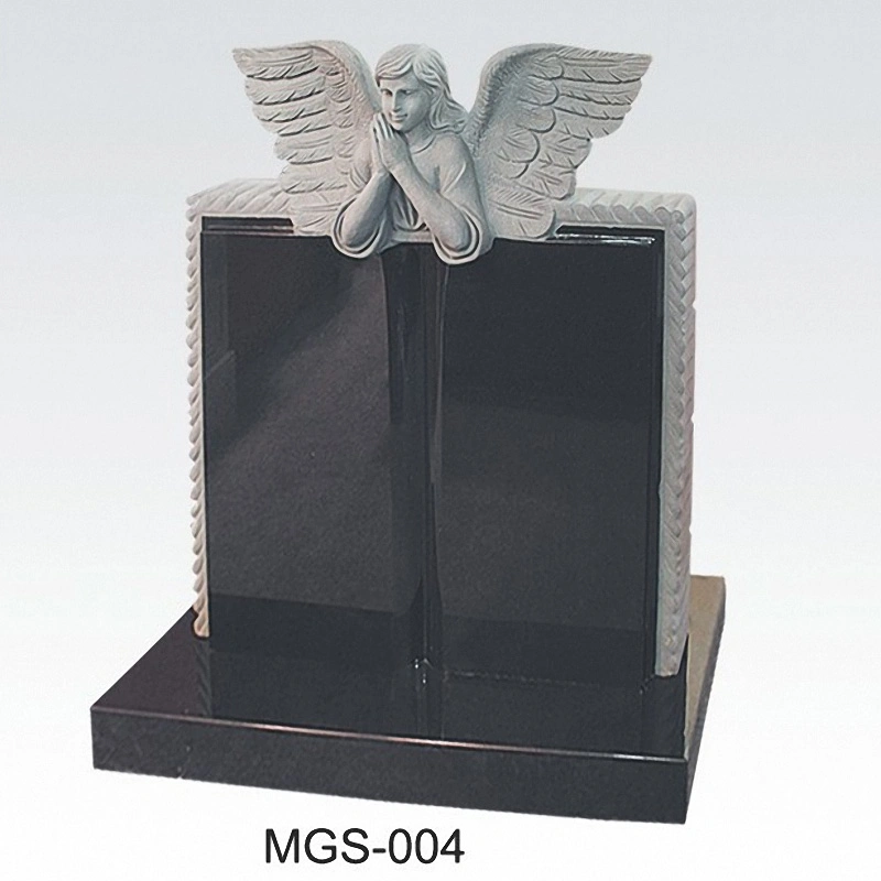 USA Black Granite Monument with Angel Carving