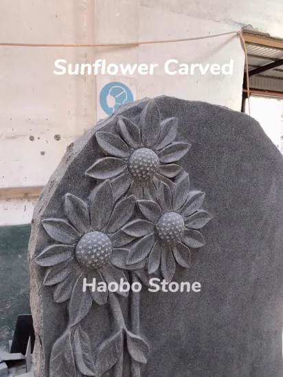G633 lápide de granito em forma de folha flor esculpida lápide