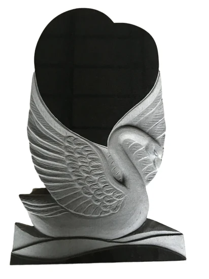 Projetos de lápide de coração de cisne de granito preto de uso de cemitério Lápide memorial M100